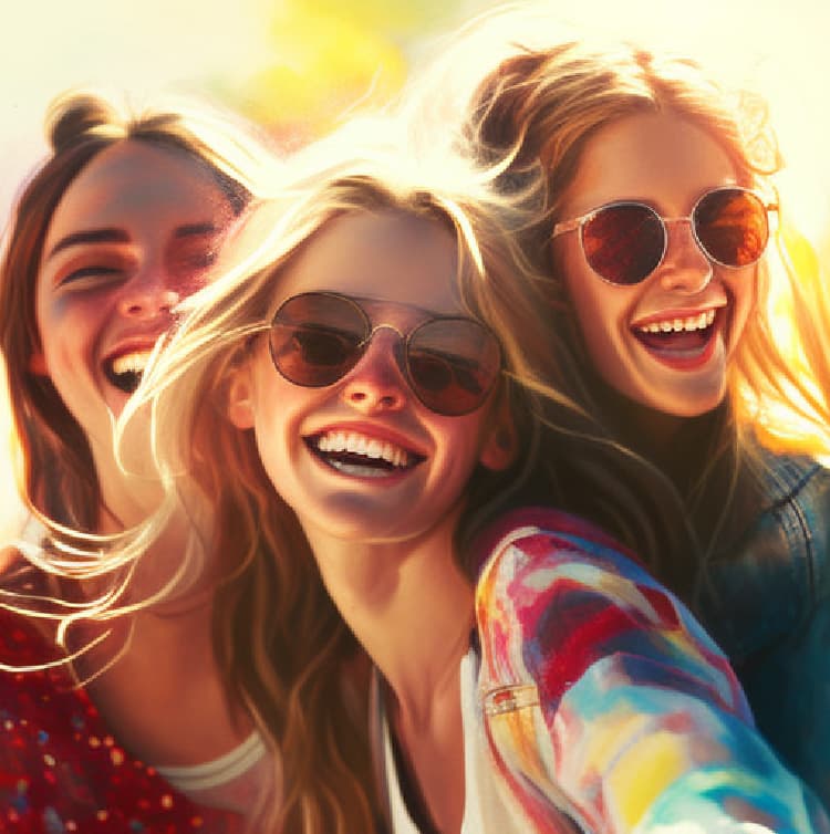 En gruppe kvinner som smiler